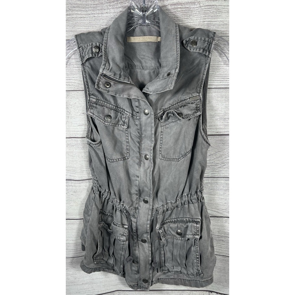 Max Jeans Women's Lightweight Cargo Gray Utility Vest Size XS